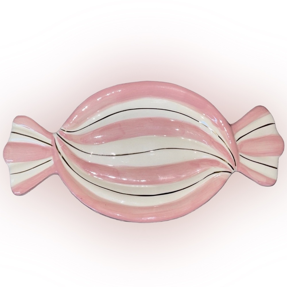 Two's Company Pink and White Candy Dish